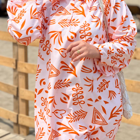 Robe Chemise Maxi -Orange-