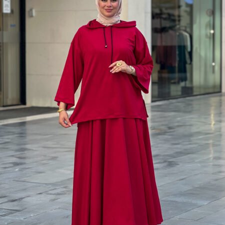 sporty skirt set -Red-