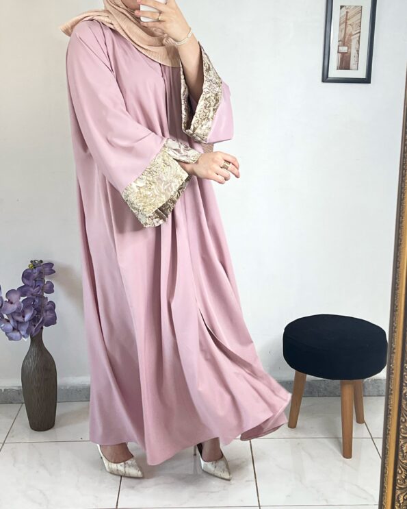 Abaya brocard -pink-