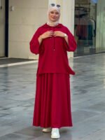 sporty skirt set -Red-