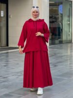 sporty skirt set -Red-