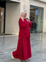 sporty skirt set -Red-