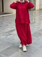 sporty skirt set -Red-